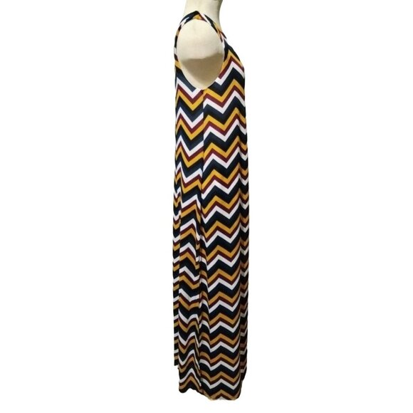 J For Justify Chevron Side Splits Sleeveless Design Maxi Dress Size XL - Picture 3 of 6